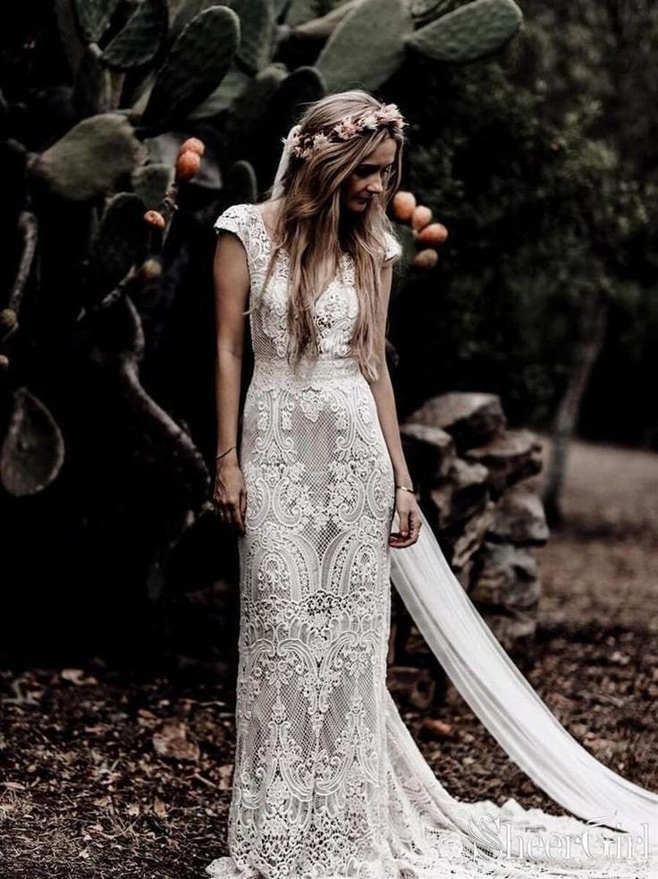 Lace wedding dress boho