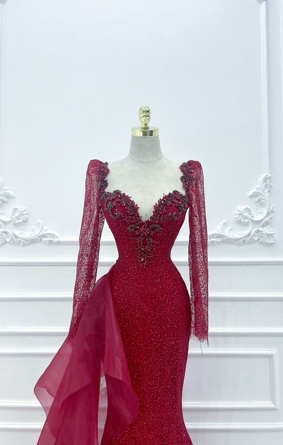 Long sleeve wedding reception dress cheap