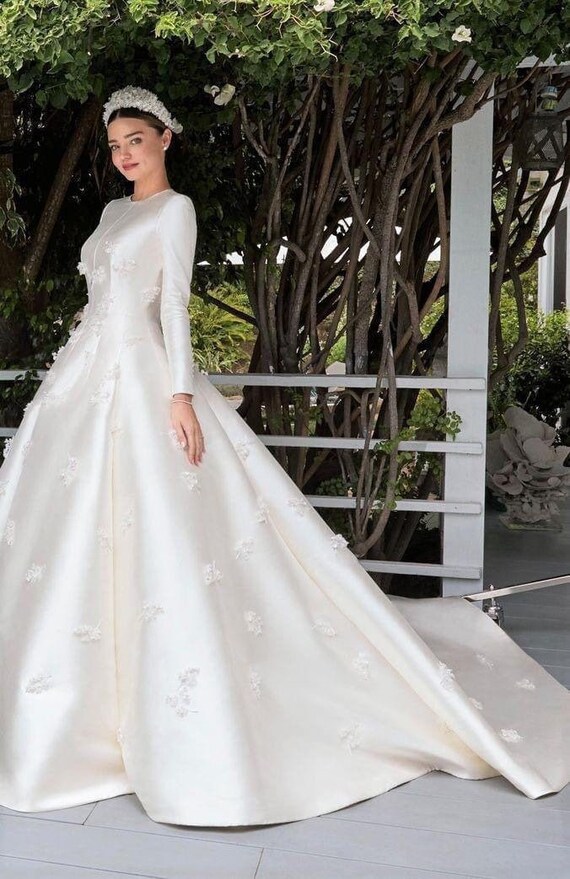 Minimalist Silk Satin Miranda Kerr Inspired Wedding Dress Made to