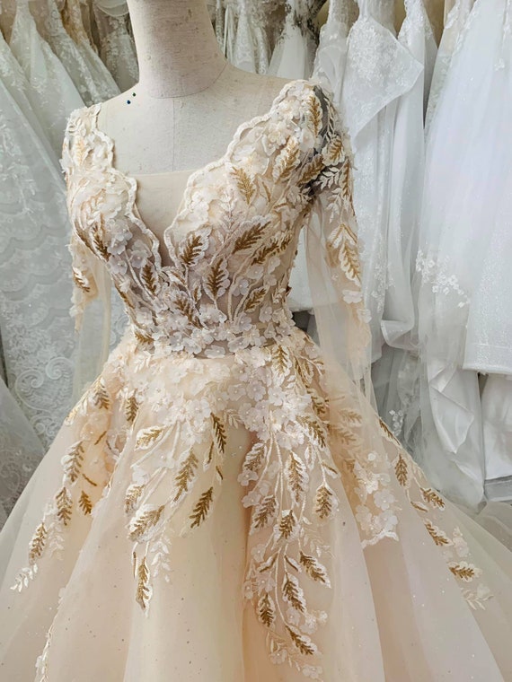 Long Sleeve A-Line Wedding Dress – HAREM's Brides