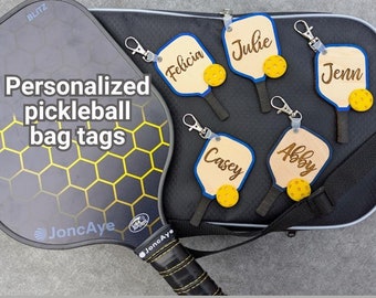 Etichetta personalizzata per borsa da pickleball in legno d'acero: clip per borsone da palestra personalizzata