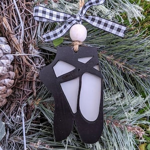 Ballet ornament, Ballet shoes ornament adorned with bead and ribbon, Gift for dancer lover, Dance ornament / car charm