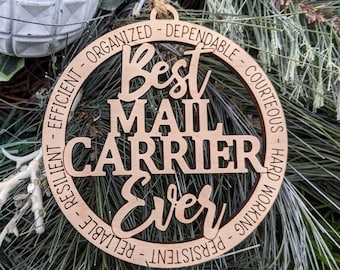 Best Mail Carrier ever Ornament, Christmas Gift or stocking stuffer for Mailman or Mail carrier, Car charm