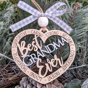 Best Grandma Ever Ornament, Christmas Gift or stocking stuffer for Grandmother, Car charm, bauble for Grandma, multiple colors available