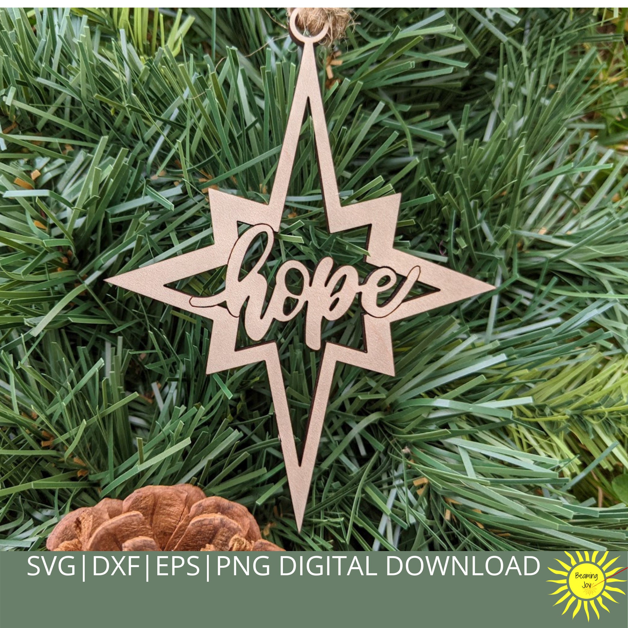 Wooden Star Ornament SVG Hope Ornament svg Rustic Star | Etsy