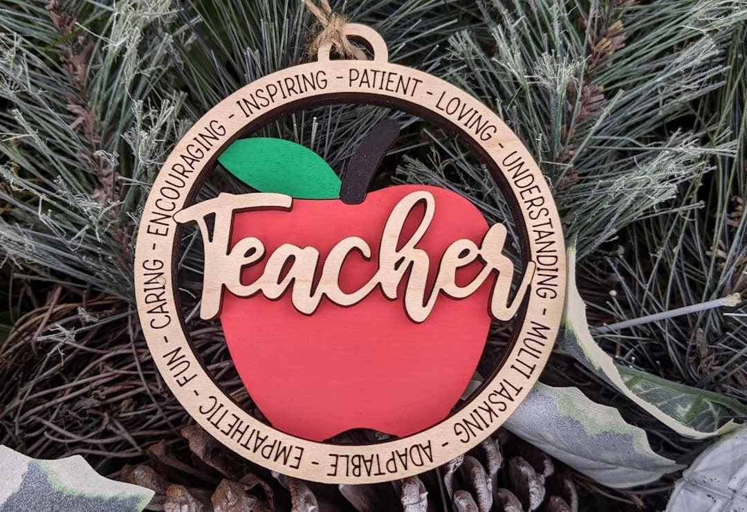 Teacher Gift, Christmas Gift for Teacher, Teacher Ornament, Double