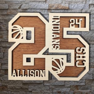 Personalized Basketball Graduation Gift - Custom Player Basketball Layered Plaque - Athlete Wall Art Decor - Personalize name number school