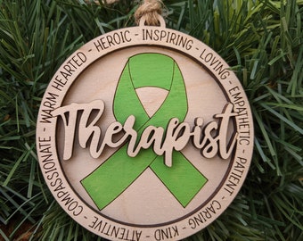 Gift for Therapist, Cerebral Palsy Therapist Ornament, ABA therapist Gift, CP Ornament, Ribbon ornament, Gift for Special Needs Therapist