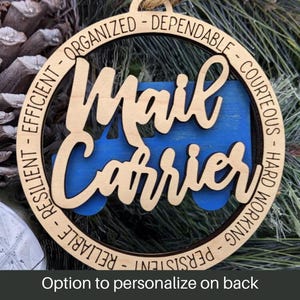 Mail Carrier Gift, Ornament for USPS Mail Carrier, Fedex UPS Driver Thank You, Mailman car charm - Personalized double layered ornament