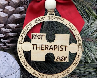 Best Therapist Ever Ornament, Christmas Gift for Therapist, Autism Therapist Ornament, ABA therapist Gift, Autism Ornament