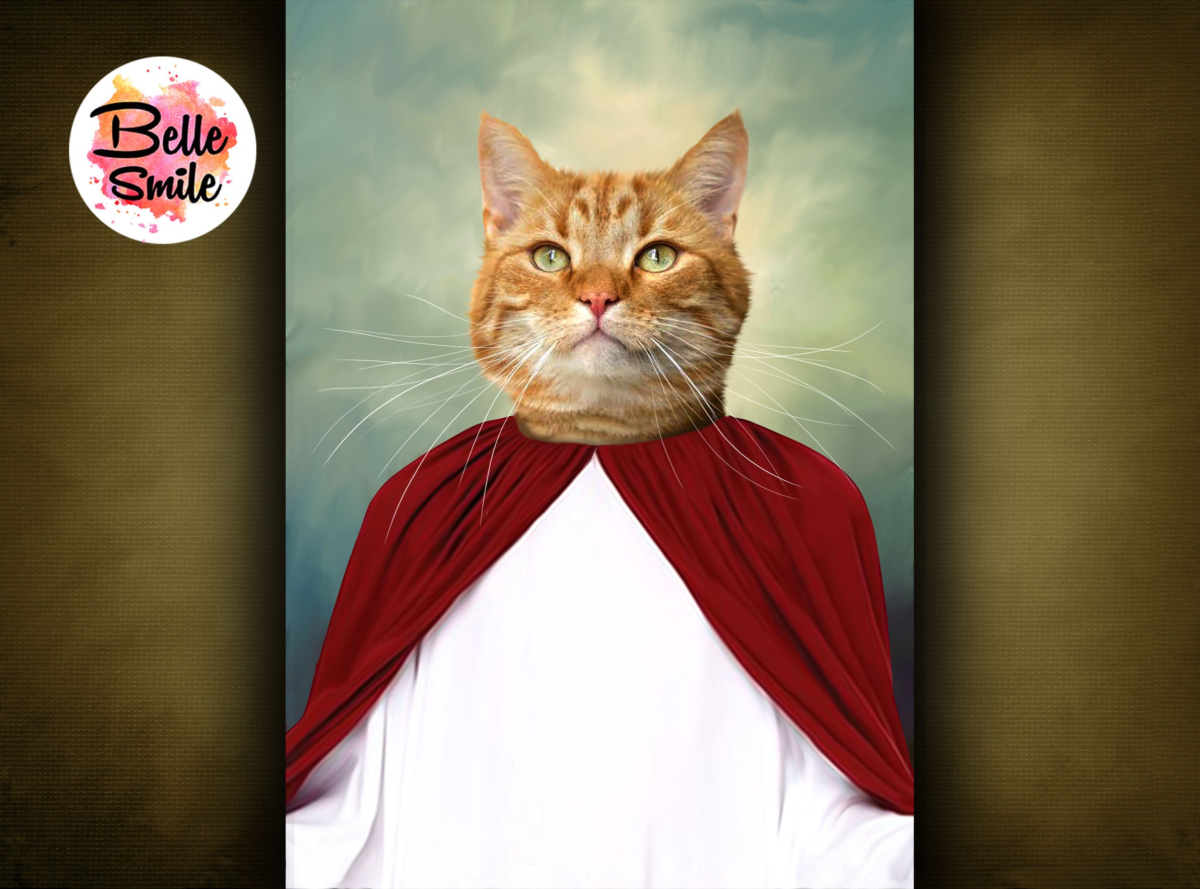 Custom Pet Portrait. Jesus Christ Pet. Pet Memorial. Jesus Etsy