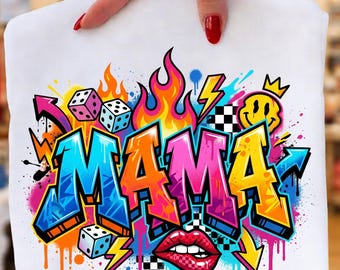 Graffiti Mama PNG, Retro Mama PNG-design, Färgglad Street Art Mom PNG, Trendig mammaskjorta sublimering, Edgy Mom-grafik png, 90-talsstil mamma png