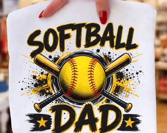 Softball Dad PNG, Retro Sports Father’s Day Shirt Design, Sublimation T-Shirt Digital Download,