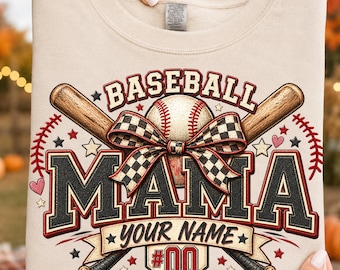 Personalized Baseball Mama PNG, Custom Baseball Mom PNG, Player Name and Number, Baseball Game Day PNG, Trendy Sublimation Design,
