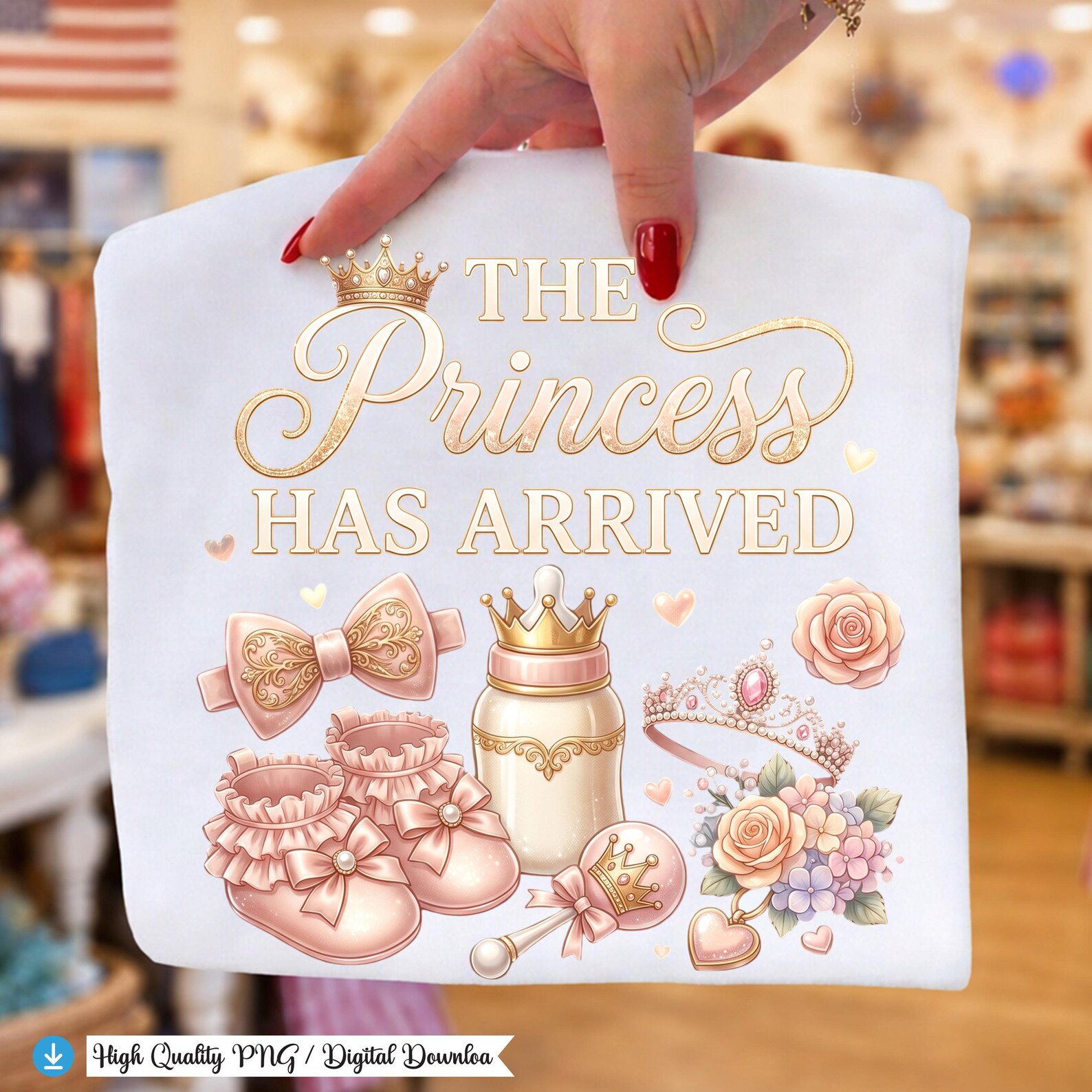 The Princess Has Arrived Png, Baby Girl Announcement Sublimation Design ...
