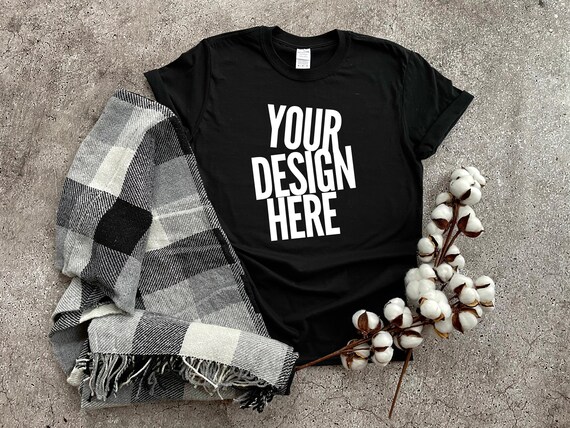 Download Black Mockup Tshirt Gildan Softstyle Unisex Mock Up T Shirt Etsy