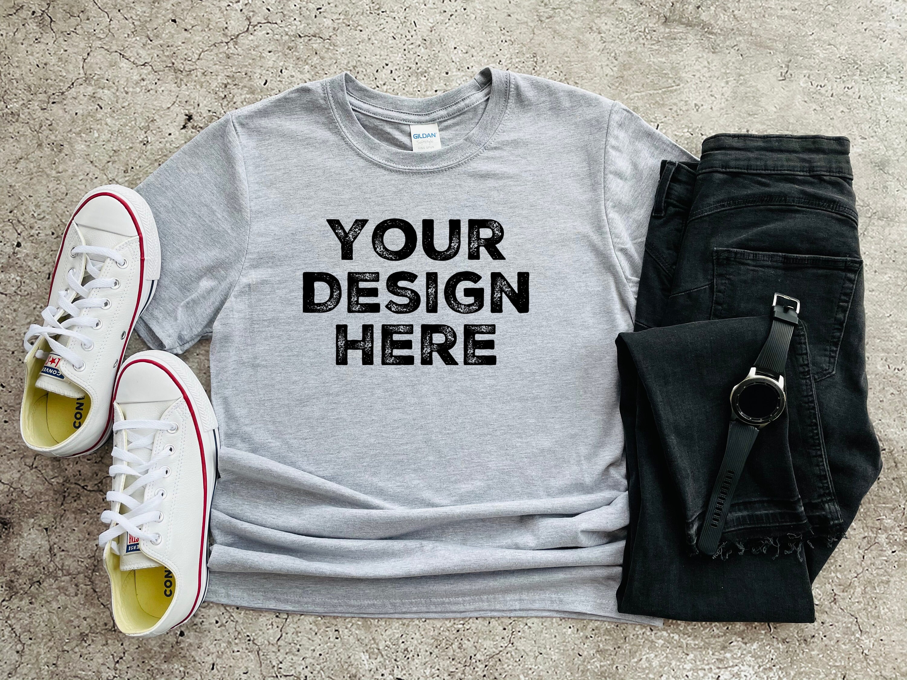 Sport Grey Mockup T-shirt Gildan Softstyle Mockup Shirt | Etsy