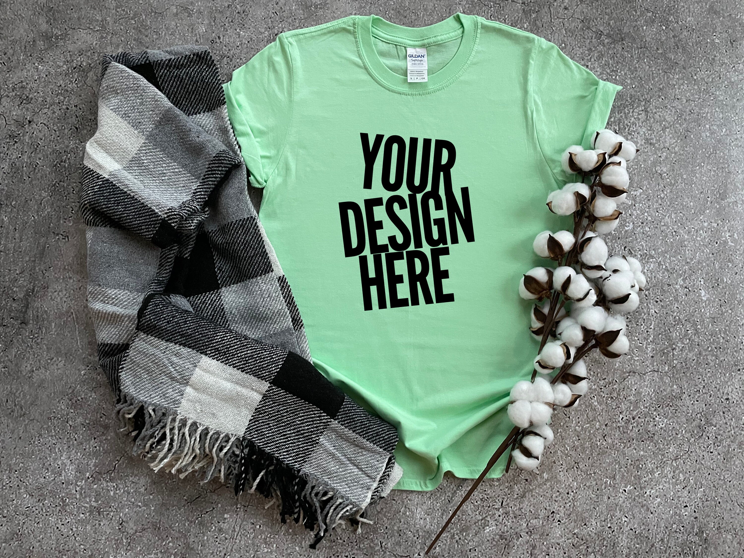 Mint Green Mockup Tshirt Gildan Softstyle Unisex Mock up Etsy