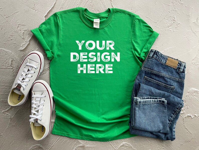 Download Irish Green Mockup Tshirt Gildan Softstyle Mockup Shirt Flat Etsy