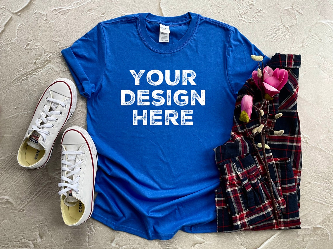 Download Royal Shirt Mockup Gildan Softstyle Mockup Shirt Flat Lay ...