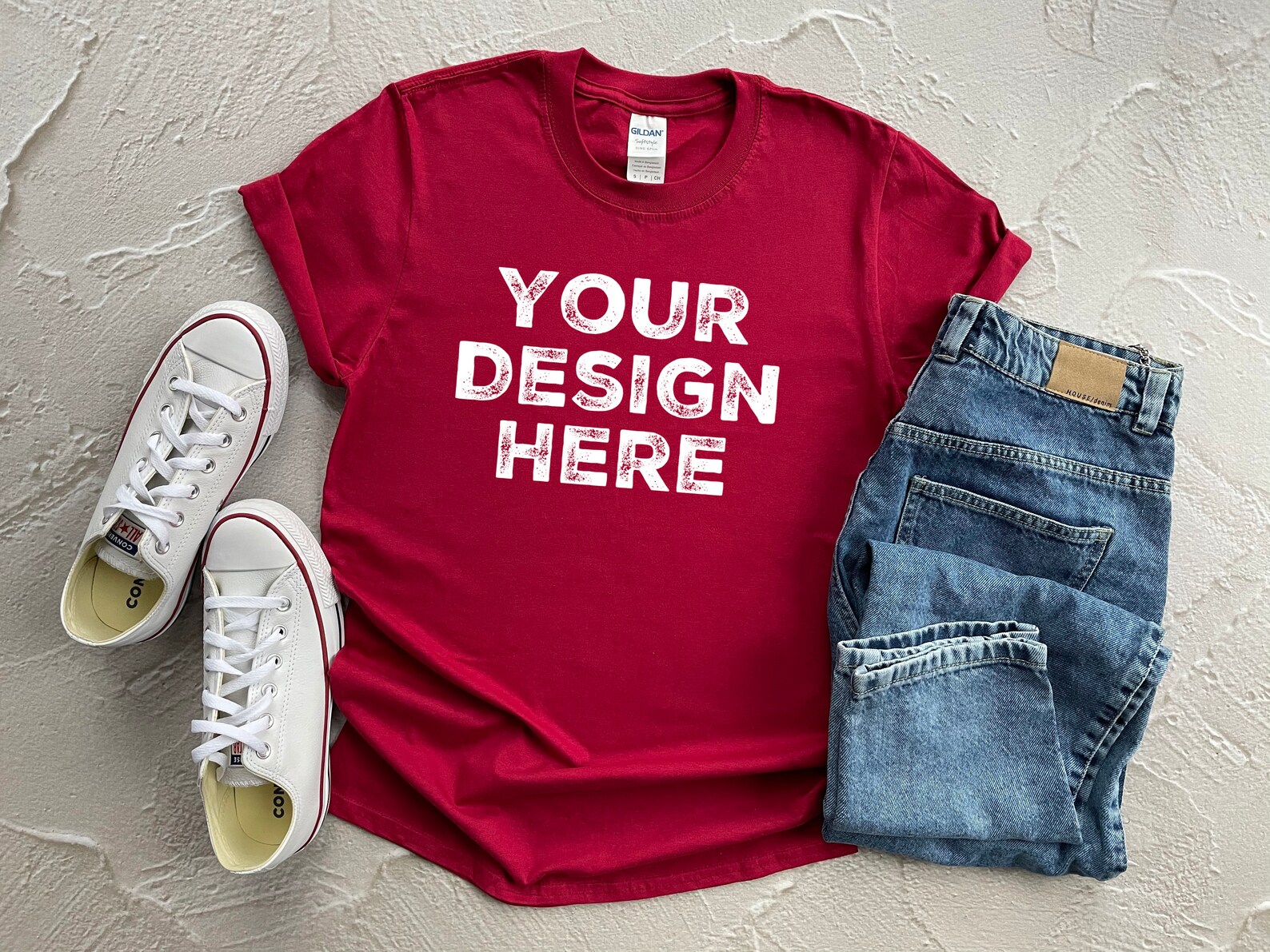Download Cardinal Red Mockup Tshirt Gildan Softstyle 64000 Mockup ...