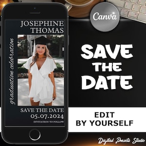 Graduation Save the Date Template for Texting, Save the Date Text message, Canva Template, Animated Save the Date, Graduation Party Template