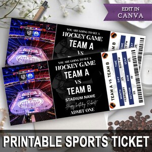 Editable Surprise Hockey Ticket: Printable Souvenir (Digital Download)