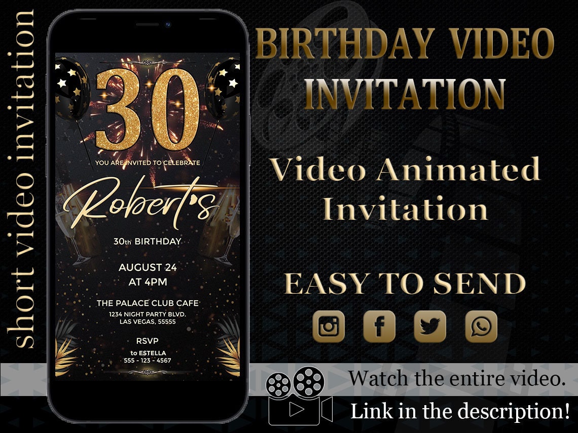 Any Age Birthday Video Invitation Custom Video Animated - Etsy Canada Any Age Birthday Video Invitation Custom Video Animated - Etsy Canada