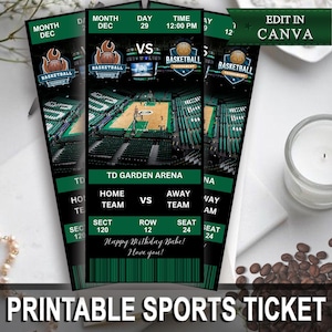 Druckbare Basketball Tickets, Basketball Tickets, Basketball Surprise Ticket, Basketball Geschenkkarte, Sport Custom Tickets