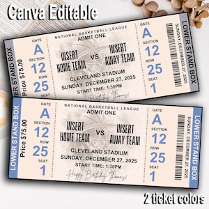 Sport Basketball Standard Ticket | Sport Ticket Vorlage | Überraschungs-Sportkarten | Geburtstagsgeschenk | Benutzerdefinierte Ereignis-Karte | Geschenk für Sie/Ihn
