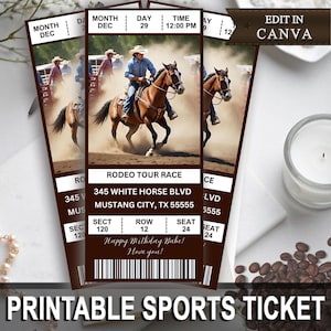 Bilet na rodeo w stylu western, zaproszenie na urodziny rodeo w stylu western, przyjęcie urodzinowe w stylu kowbojskim, bilet na festiwal country w stylu rustykalnym w stylu western Canva