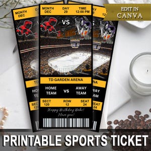 Hockeyspielkarte, Weihnachtshockeykarte, druckbare Hockeykarte, bearbeitbare Hockeykarte, Canva bearbeitbares DIY-Sportticket