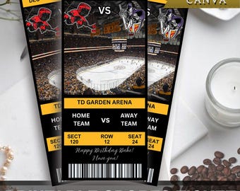 Custom Hockey Game Ticket: Editable Canva Template (Digital Download)