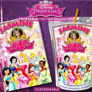 PRINZESSINNEN Personalisierte Geburtstag Capri Sonne Etiketten, PRINZESSIN Saft Etiketten Digital