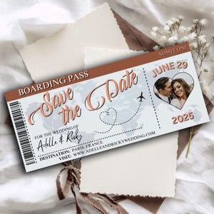 Destination Wedding Boarding Pass Save the Date Invitation, Personalised Wedding Invitation Invite Save the Date Ticket Boarding Pass Flight