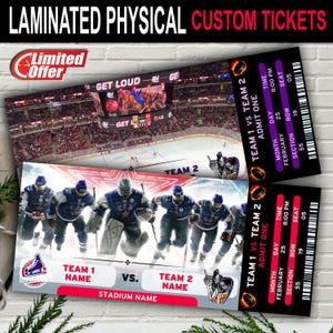 PHYSIKALISCHE LAMINIERTE personalisierte Hockey-Karte Benutzerdefinierte Sportspiel-Karte druckbares Souvenir irgendein TEAMS-Sportveranstaltungs-Eintrittskarte