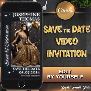 Royal Gold Quinceañera Invitation: Butterfly Princess, DIY Template (Printable Download)