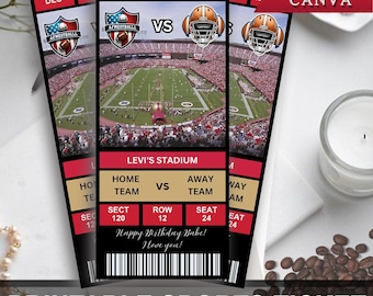 Ticket de match de football personnalisé : modèle imprimable et modifiable sur toile (téléchargement numérique)
