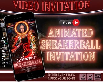Invitation vidéo d'anniversaire Sneaker Ball : gala de chaussures animé (numérique)