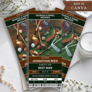 Biglietto per proposta di matrimonio per sposo, idea per proposta di matrimonio per sposo, appassionati di golf, festa di nozze per amanti del golf, biglietto modificabile CANVA per qualsiasi sport per sposo