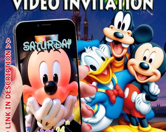 Invitation vidéo Mickey pour une fête d'anniversaire (invitation numérique)