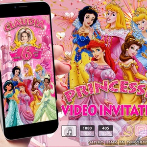 Prinzessinnen Geburtstagseinladung, Prinzessin Geburtstagseinladung, Prinzessin Video Einladung mit Bild