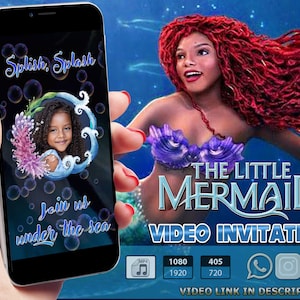 Little Mermaid Birthday Video Invitation, Mermaid Birthday Invitation, Mermaid theme