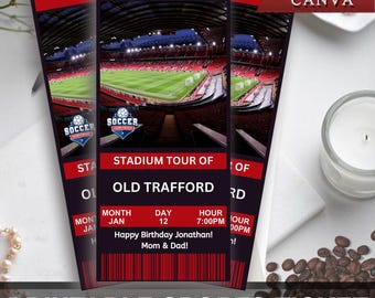 Stadium Tour Ticket Voucher Template, Football Stadium Tour Experience Gift Voucher, Fathers Day, Boyfriend Anniversary, Editable in Canva