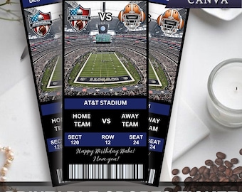 Custom Football Game Ticket: Printable DIY Canva Template