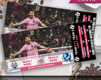 Bilhete de jogo de futebol, Bilhete de futebol de Natal, Bilhete de futebol para impressão, Bilhete de futebol editável, Bilhete de futebol editável personalizado