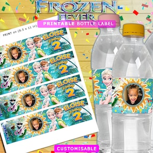 FROZEN FEVER Personalized Birthday Water Bottle Labels , Frozen Fever Water Bottle Labels Digital