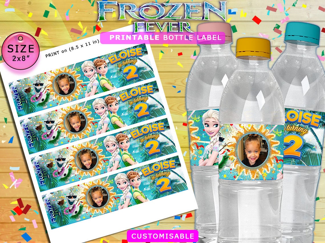 Personalized Frozen Theme Water Bottle Label at The Brat Shack