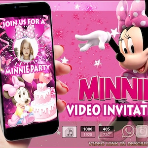 Minnie Mouse Video Invitation, Minnie Mouse Invitation,  Minnie Mouse Invite, Minnie Birthday, Minnie Party