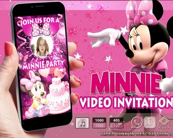 Minnie Mouse Video Invitation, Minnie Mouse Invitation,  Minnie Mouse Invite, Minnie Birthday, Minnie Party